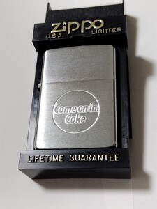 未使用品　CocaCola　Zippo　Come on in Coke　コカ・コーラ　ジッポー　エッチング仕上げ　1991年製造　販売促進用限定商品　希少品　新品