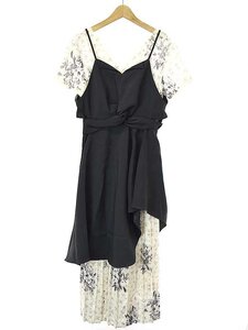 AKIKO AOKI アキコアオキ 21SS Athens dress / flower black combi フラワーコンビ ドレスワンピース ブラック F ITS6KBED4P88