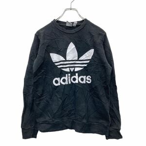 adidas プリント スウェット トレーナー Lサイズ アディダス ジュニアサイズ ブラック 古着卸 アメリカ仕入 t2406-4038