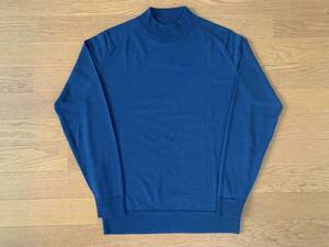 【美品】John Smedley ジョン スメドレー 30G ウール モックネック ニット Smoke Blue S BEAMS F ビームス F