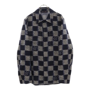 LOUIS VUITTON ルイヴィトン 23AW Damier Wool Over Shirt 1AFAUL ダミエ ウール オーバー 長袖シャツ ネイビー/ホワイト