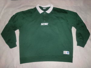 ★NCAA ハーフジップスウェットシャツ XL National Callegiate Athletic Association 裏起毛ハーフジップスウェット グリーン