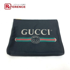 GUCCI グッチ 500981 ロゴ ポーチ カバン クラッチバッグ ブラック メンズ【中古】