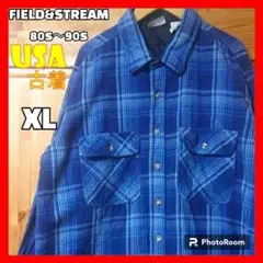 usa古着 80s 90s FIELD&STREAM ネルシャツ ブルー XL