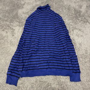 LAUREN RALPH LAUREN ローレンラルフローレン ニット セーター タートルネック ボーダー サイズXL ブルー 青 トップス 最落なし （238）