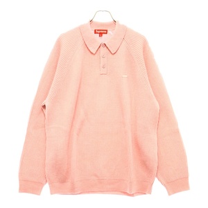 SUPREME シュプリーム 24AW Small Box Polo Sweater スモールボックス 長袖ポロニットセーター ピンク