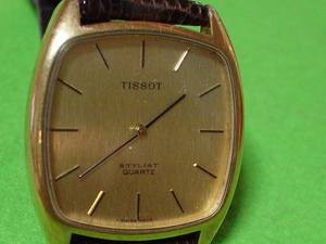 珍品　アンティーク　TISSOT　STYLIST　SWISS　MADE　腕時計　角型　ゴールド　ジャンク品