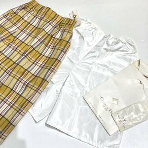 デッドストック 完品 Christian Dior スカート 膝丈 黄色 チェック サイズM ウール OLD 00s 90s ヴィンテージ インナー付 ペチパンツ