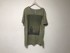 本物ディーゼルDIESELコットンフォトプリント半袖TシャツメンズサーフアメカジミリタリーストリートスケーターXLカーキグリーン緑インド製