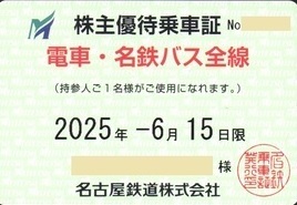 最新名鉄 名古屋鉄道 株主優待乗車証 電車・名鉄バス全線 定期券式　簡易書留郵便(補償あり)