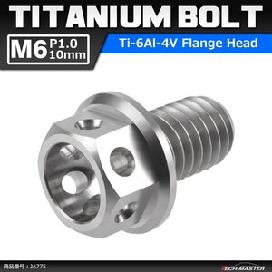 M6×10mm P1.0 64チタン合金 ホールヘッド 六角ボルト フランジ付き シルバーカラー 素地 車/バイク 1個 JA775