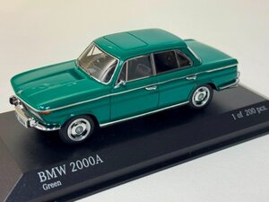 ▽ Minichamps ミニチャンプス 1/43 BMW ビーエムダブリュー 2000A 1962 グリーン LHD 左ハンドル 437023001