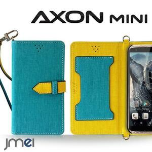 AXON mini ケース(ブルー)ベスタ axonミニ 手帳型ケース ストラップ付カバー 閉じたまま通話可