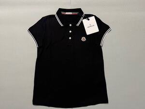 新品 モンクレール MONCLER 最高級 　ポロシャツ 袖 ロゴ 黒　レディース　XS コットン１００％ ジャパンタグ付き正規品