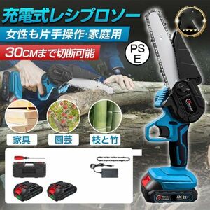 1円 充電式チェーンソー 6寸 21Vバッテリー 2個 新品 電動チェンソー マキタ 18Vバッテリー互換 コードレスソー 家庭用 強力 木工切断