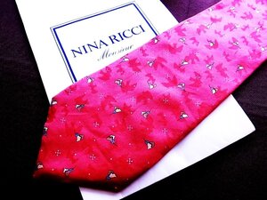 ♪9610D♪状態並品【花 植物 鳥 シルエット 柄】ニナリッチ【NINA RICCI】ネクタイ