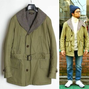 A VONTADE 15AW 撥水加工 高密度コットン ジープコートSウールライニング カーコート マッキーノコート ミリタリージャケット オリーブ