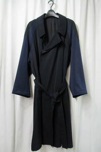98ss yohji yamamoto pour homme vintage 袖ジャージ切替えデザインコート 紺（HJ-C01-812）