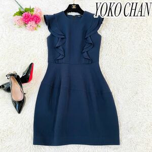 【美品】YOKO CHAN ヨーコチャン　縦フリル　ノースリーブワンピース　36