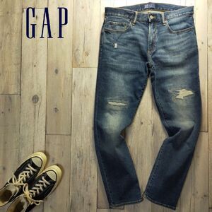 ☆GAP ギャップ☆USED クラッシュ リペア加工 スキニー ストレッチ デニム パンツ W32 S1851