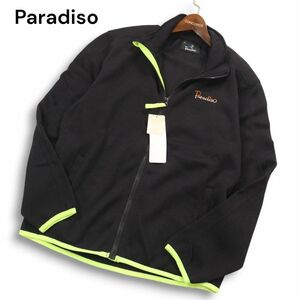 【新品 未使用】 Paradiso パラディーゾ 秋冬 裏フリース★ ロゴ刺繍 ニット ブルゾン ジャケット Sz.LL　メンズ 黒 ゴルフ　I4T03138_9#N