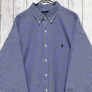 ラルフローレン Ralph Lauren CLASSIC FIT チェックシャツ 長袖シャツ メンズ ワンポイント コットン100% サイズ18 XXLサイズ 5‐158