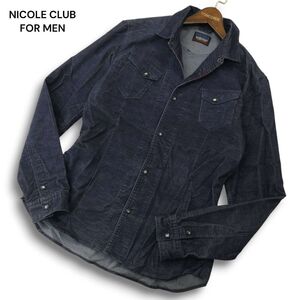 NICOLE CLUB FOR MEN ニコルクラブ フォーメン 秋冬★ 長袖 コーデュロイ ワーク シャツ スリム Sz.48 メンズ　A4T11415_A#B