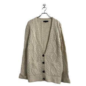 TOPSHOP PETITE ウール混 カーディガン ニット セーター レディース L～ ホワイト ケーブル ロング丈 古着卸 アメリカ仕入 a601-5050