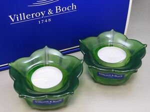 未使用 保管品! Villeroy & Boch/ビレロイ&ボッホ キャンドルホルダー 2個セット ◯ 【5341y1】