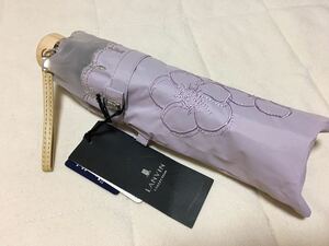 74新品LANVIN collection晴雨兼用折りたたみ日傘オーガンジー刺繍即決