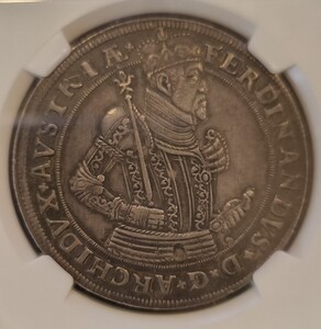 神聖ローマ帝国 オーストリア Austria NGC58 アンティークコイン ハプスブルク フェルディナンド大公 1564~95年 EF+ ターラー銀貨 Taler 