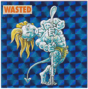 荒木町ナイト WASTED ワステッド 青角プリ ガチャver(非売品) 第14弾 わくわく企画5 版権フリー あだちひろし 自作シール ネクロスの要塞