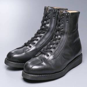 W2788//ヴィンテージ*パラブーツ/Paraboot*Lara Saut/メンズ42/レースアップ＋ジップアップ/ショートブーツ/革靴/黒/ブラック