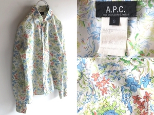 希少 フランス製 90sビンテージ A.P.C. アーペーセー 花柄/フラワー柄 リバティプリント シャツ ブラウス S ネコポス対応 アーカイブ