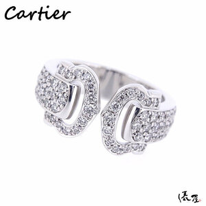 【カルティエ】ブークルセ リング パヴェダイヤ #47 7号 750 WG 極美品 Cartier 俵屋