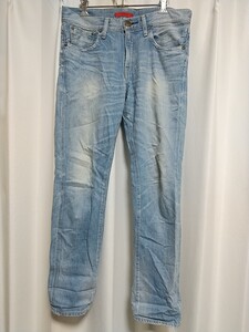 RED CARD スリム デニムパンツ ジーンズ サイズ26(29) 薄青 ブルー レッドカード ジーパン MADE IN JAPAN 日本製 古着屋 中古 pants jeans