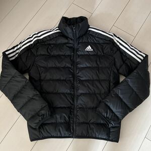 adidas ダウンジャケット 11,000円+税　S/150-160 黒ブラック　ライン　ジップアップブルゾン　防寒　アディダス　ジュニア