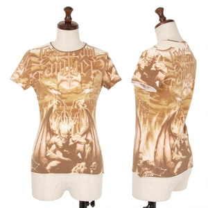 ジャンポールゴルチエ ファムJean Paul GAULTIER FEMME ガーゴイルプリント裁ち切りTシャツ モカ40 【レディース】