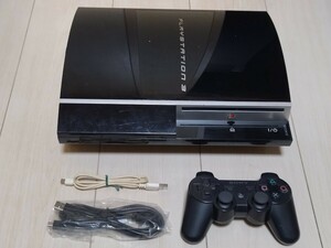 即決PS3 プレイステーション3本体一式 CECHL00 80GB SIXAXIS コントローラー充電ケーブル HDMI ソフト5本付 PS3/PS1/映像ソフト動作確認済