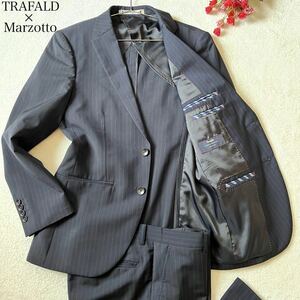 【美品】TRAFALD セットアップ Marzotto ネイビー ストライプ M