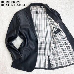 【美品】BURBERRY BLACK LABEL バーバリーブラックレーベル BURBERRY バーバリー レザージャケット S 羊革 ラムレザー 黒 チェック メンズ