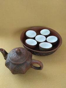 煎茶道具　急須　湯呑　茶杯　在銘　中国美術工芸　中華食器８点セット