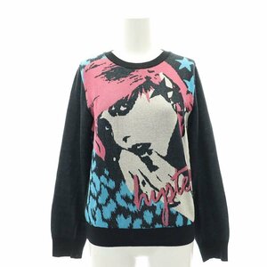 ヒステリックグラマー HYSTERIC GLAMOUR DIZZY＆MILKY 24SS NEW WAVEジャカードショート丈 プルオーバー ニット セーター 長袖 F 黒 ピンク