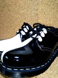 【Dr.MARTENS】ドクターマーチン 1461 TOKYO 3ホールシューズ UK4 (23cm ) CORE PRINT 3 EYE SHOE BLACK+WHITE PATENT 入手困難【良品】