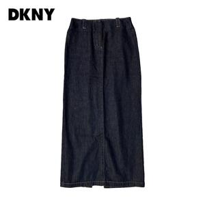 TD116ね@ DKNY 美品 ロング スリット デニムスカート ウエスト68 ダナキャランニューヨーク シンプル キレイめ 大人 おしゃれ