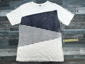 a.v.v HOMME アーベーベーオム メンズ ボーダー カラー切替 半袖Tシャツ 大きいサイズ XL 白紺