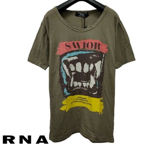 【タグ付き未使用品】 RNA / アールエヌエー メンズ 半袖Tシャツ カーキ系 M-Lサイズ相当 定価5000円相当 日本製 I-4036