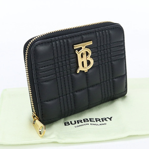 中古美品バーバリーBURBERRY ローラ キルティング ジップウォレット 小銭入れ ブランド 8049292 ブラック ランク：S us-1 レディース