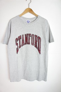 MV SPORT STANFORD大学 カレッジ プリント クルーネックTシャツ 半袖 カットソー ビンテージ 古着 灰 杢グレー サイズL 409N