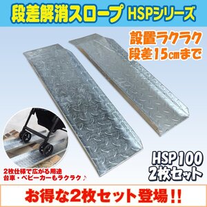 送料無料！ 段差解消スロープ HSP-100 左右2枚セット (長さ670mm 幅180mm 耐荷重350kg 適用段差目安 150mm) 介護 福祉用具 段差解消